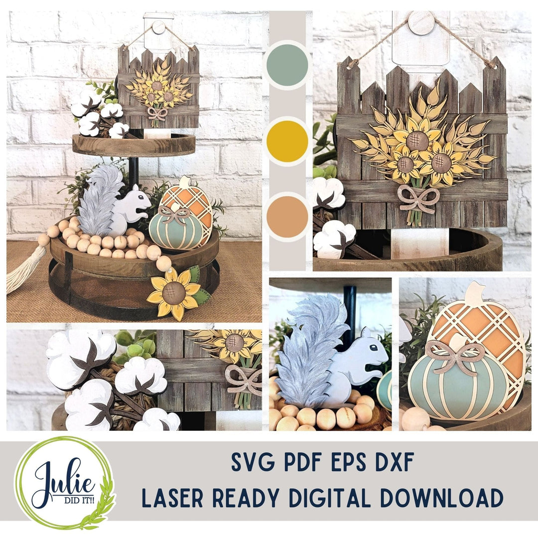 Julie Did It Studios Fall Floral Tiered Tray Set - September 2023 Design Studio