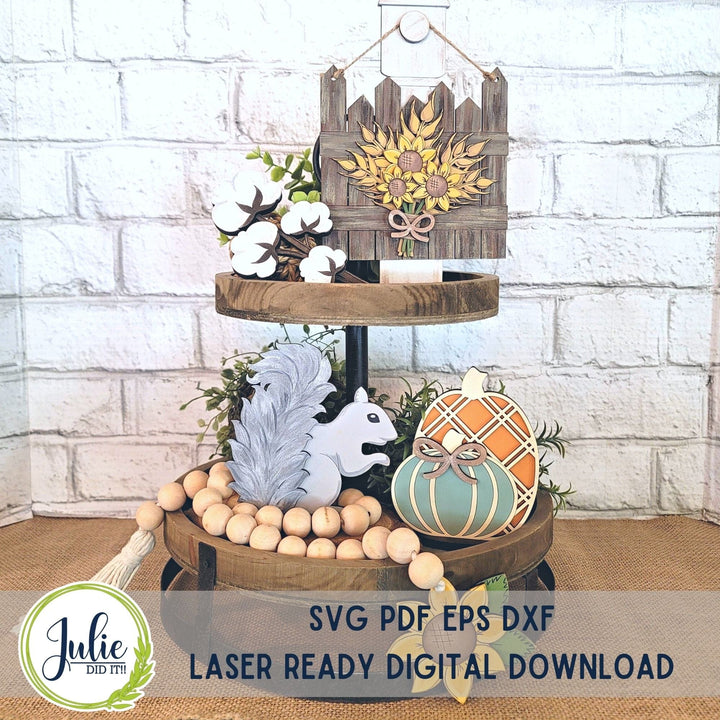 Julie Did It Studios Fall Floral Tiered Tray Set - September 2023 Design Studio