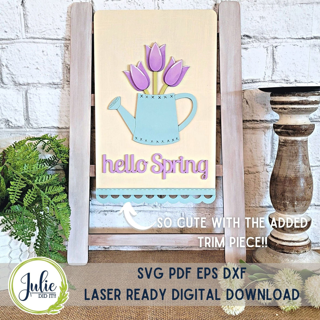 Julie Did It Studios "Hello Spring" Watering Can Interchangeable Tea Towel - February 2024 Design Studio