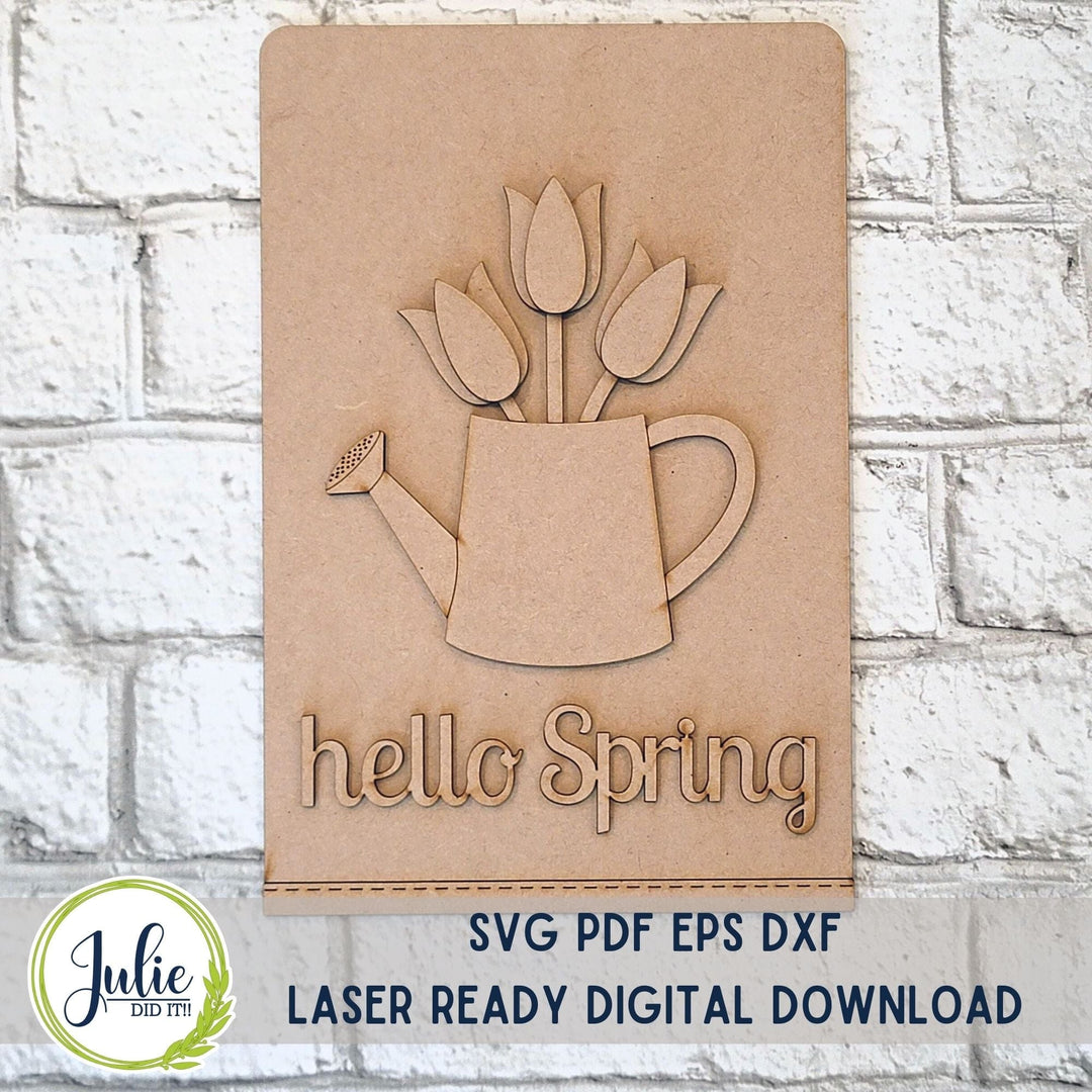 Julie Did It Studios "Hello Spring" Watering Can Interchangeable Tea Towel - February 2024 Design Studio