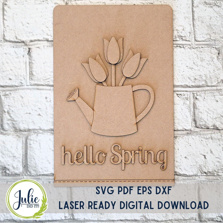 Julie Did It Studios "Hello Spring" Watering Can Interchangeable Tea Towel - February 2024 Design Studio
