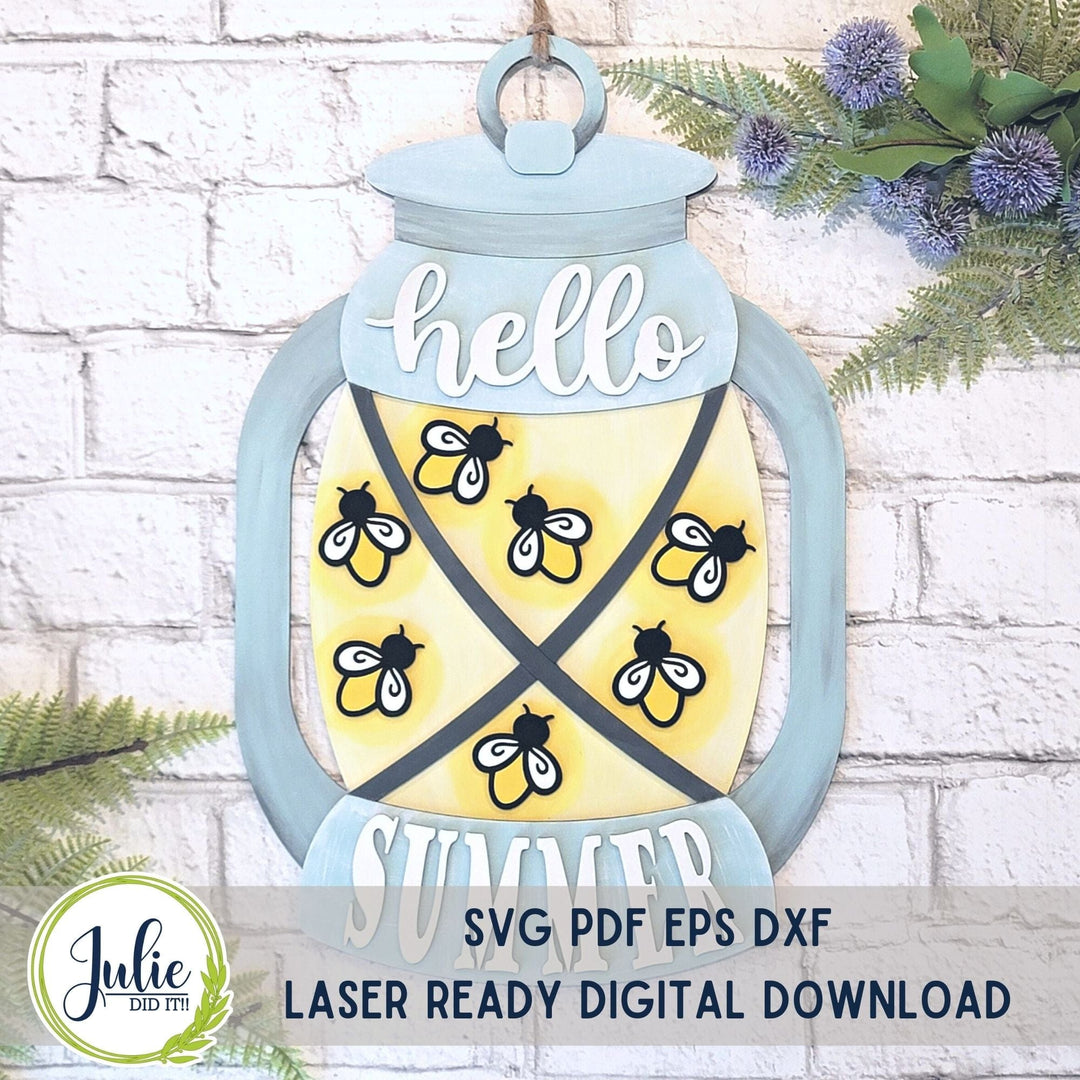 Julie Did It Studios Hello Summer Lantern Door Hanger