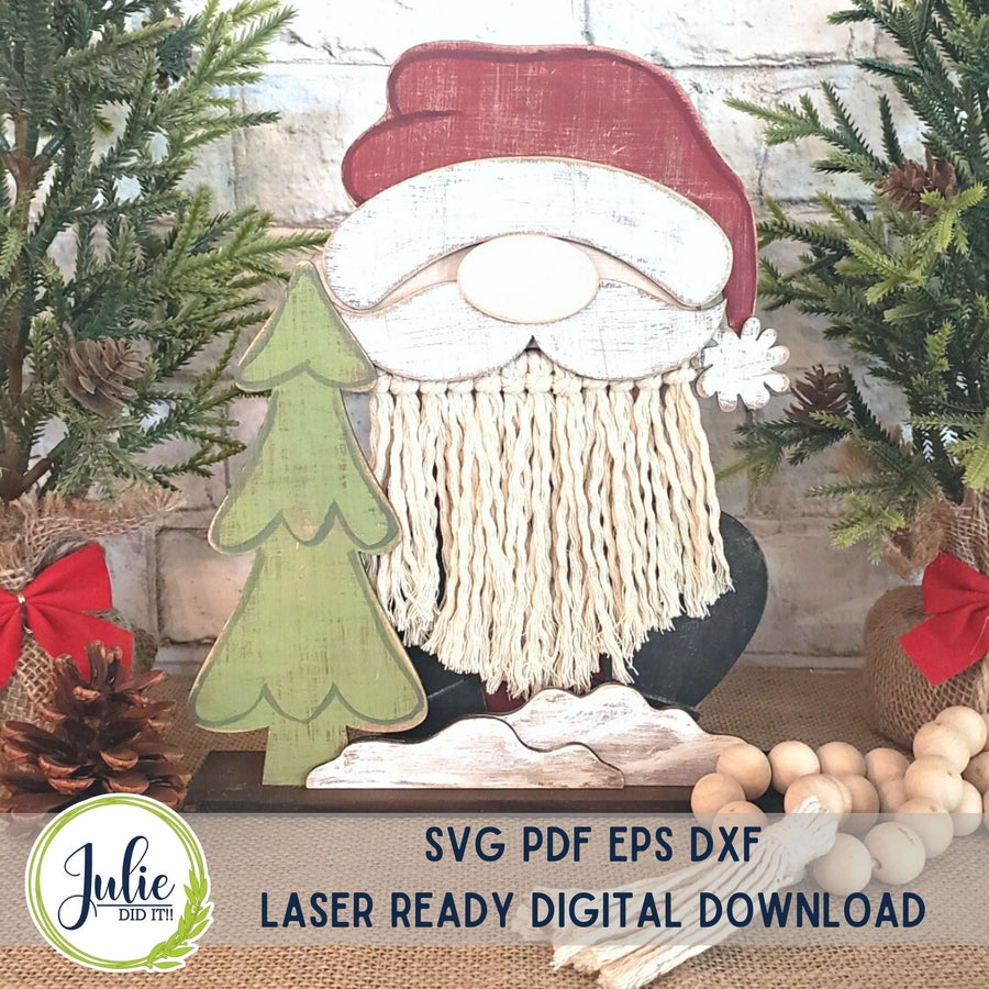 Julie Did It Studios Macrame Santa Gnome Shelf Sitter