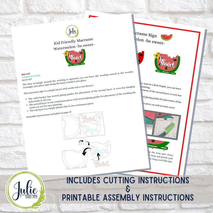 Julie Did It Studios Macrame Watermelon - Be Sweet (kid friendly) BONUS FILE