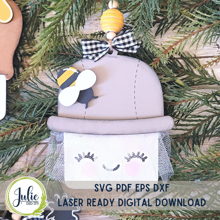 Julie Did It Studios Marshmallow Mug Ornaments - Bees (set of 4)
