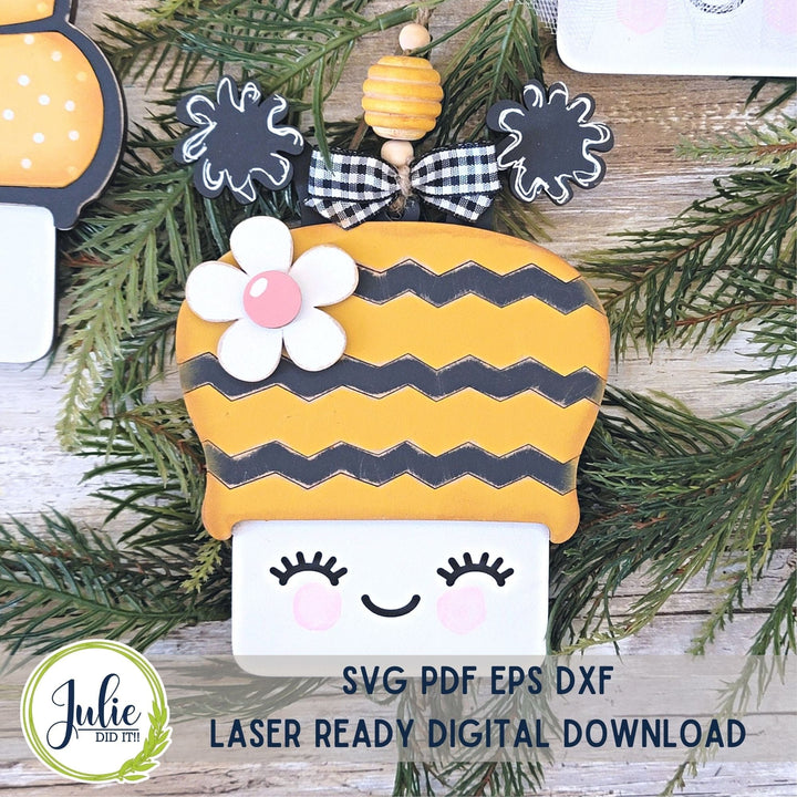 Julie Did It Studios Marshmallow Mug Ornaments - Bees (set of 4)