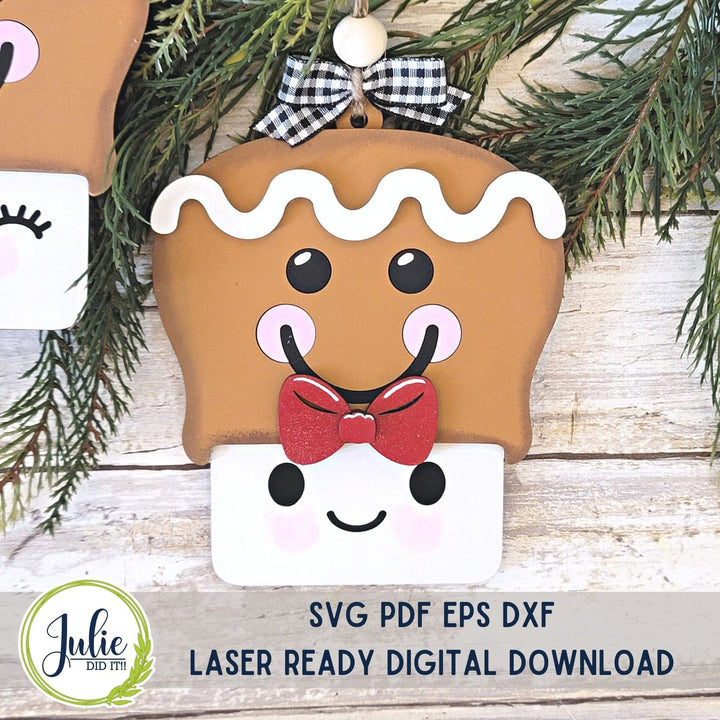 Julie Did It Studios Marshmallow Mug Ornaments - Gingerbread Couple (set of 2)