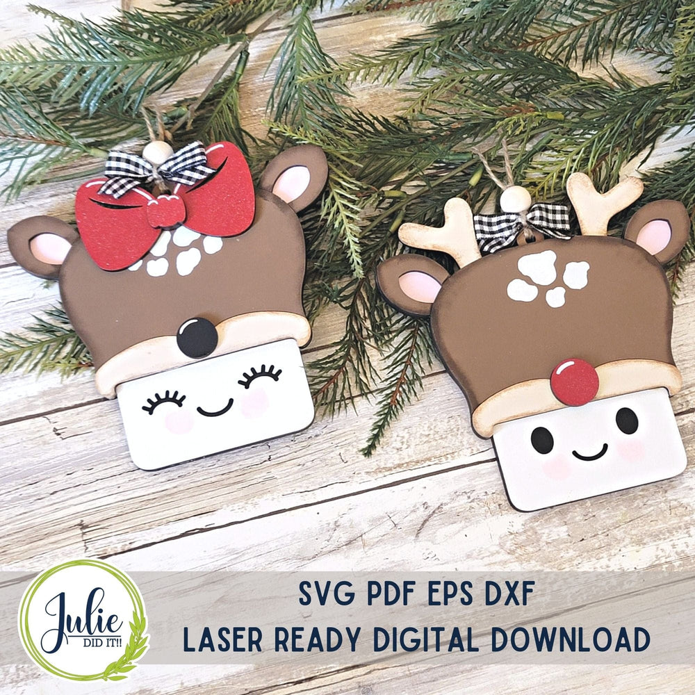 Julie Did It Studios Marshmallow Mug Ornaments - Reindeer (set of 2)