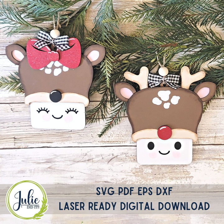Julie Did It Studios Marshmallow Mug Ornaments - Reindeer (set of 2)