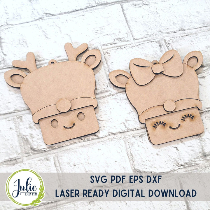 Julie Did It Studios Marshmallow Mug Ornaments - Reindeer (set of 2)