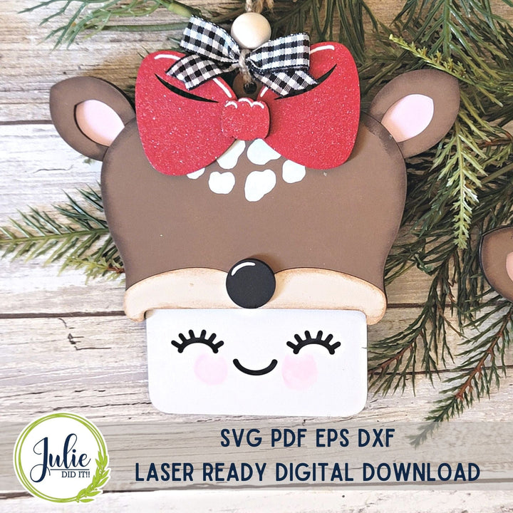 Julie Did It Studios Marshmallow Mug Ornaments - Reindeer (set of 2)