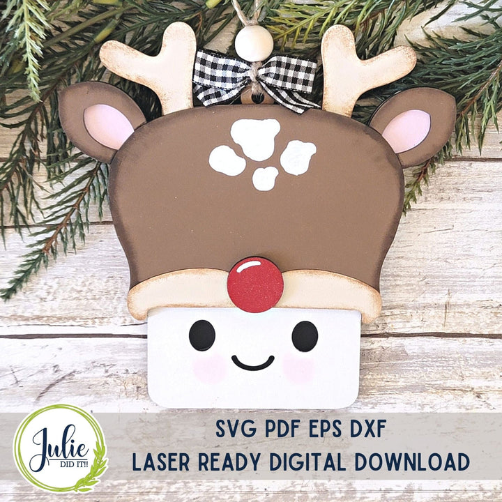 Julie Did It Studios Marshmallow Mug Ornaments - Reindeer (set of 2)
