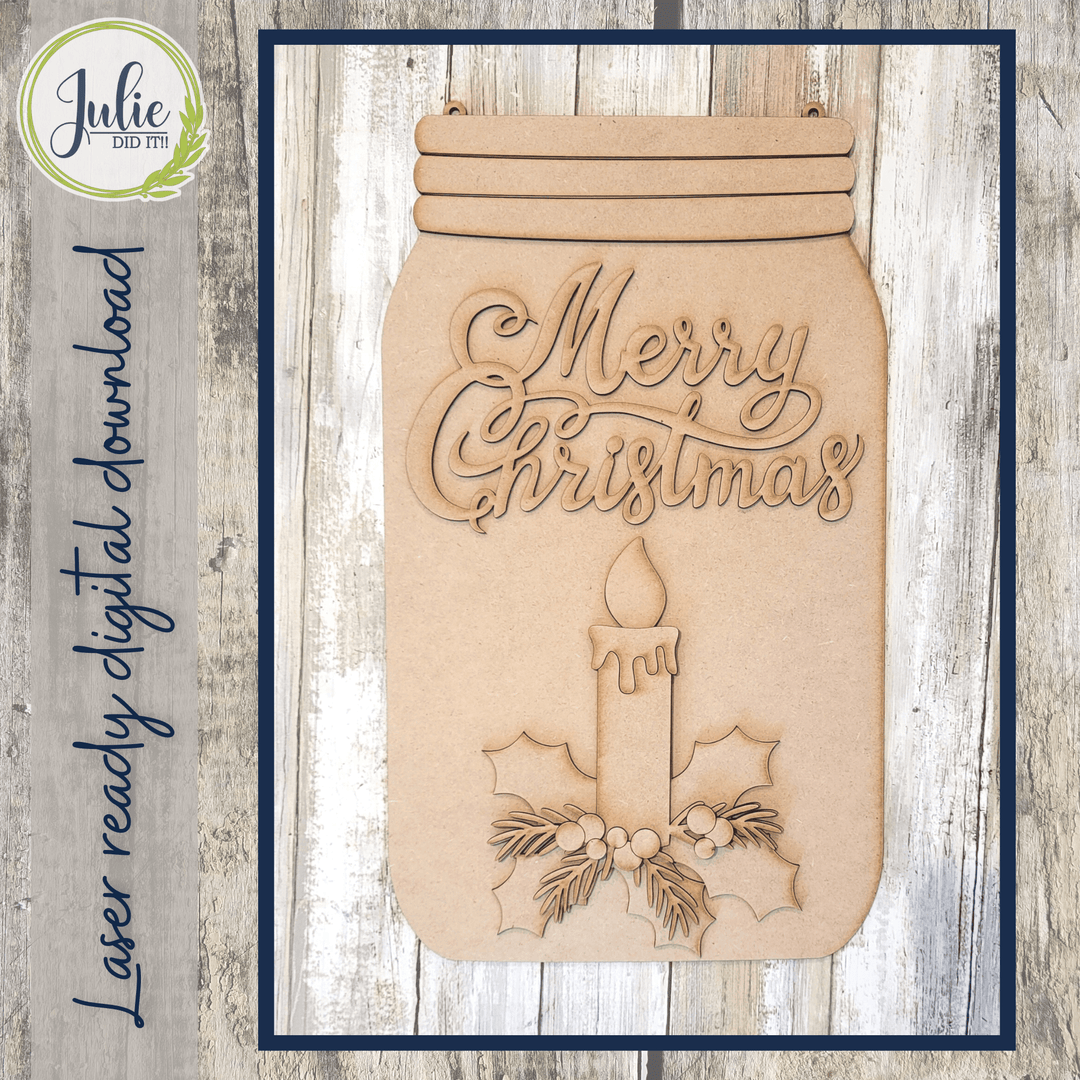 Julie Did It Studios Merry Christmas Mason Jar Door Hanger