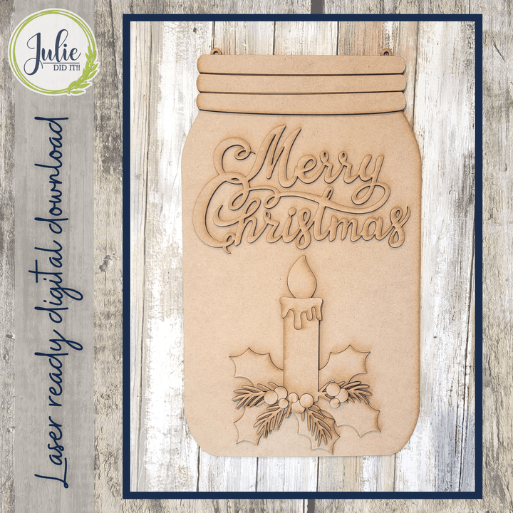 Julie Did It Studios Merry Christmas Mason Jar Door Hanger