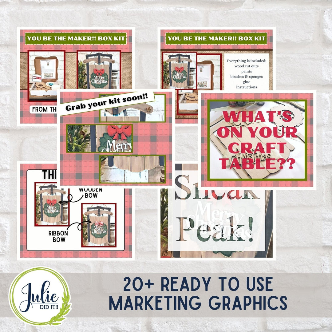 Julie Did It Studios Merry Christmas Sled Sign - You Be the Maker Free File