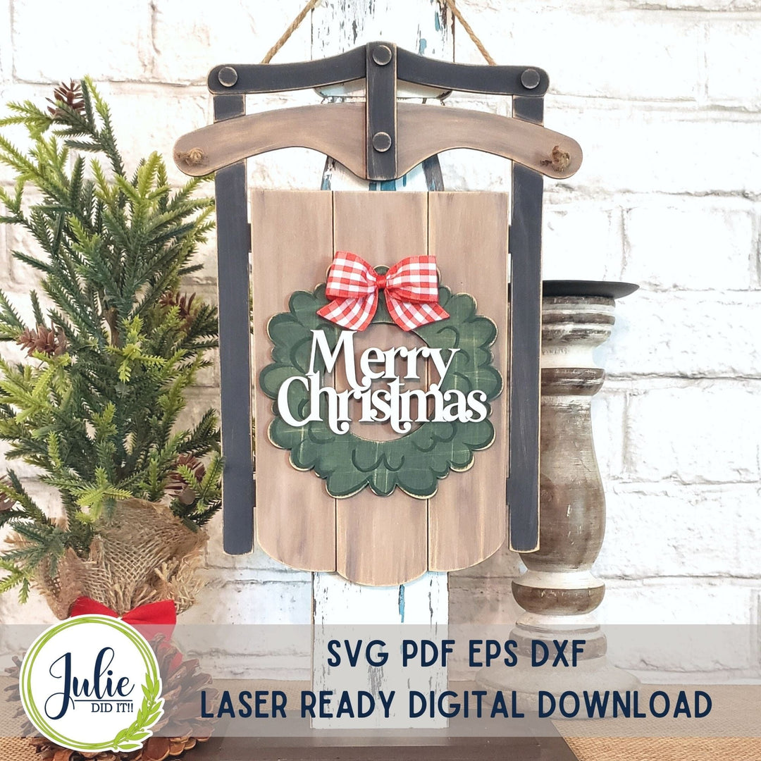 Julie Did It Studios Merry Christmas Sled Sign - You Be the Maker Free File