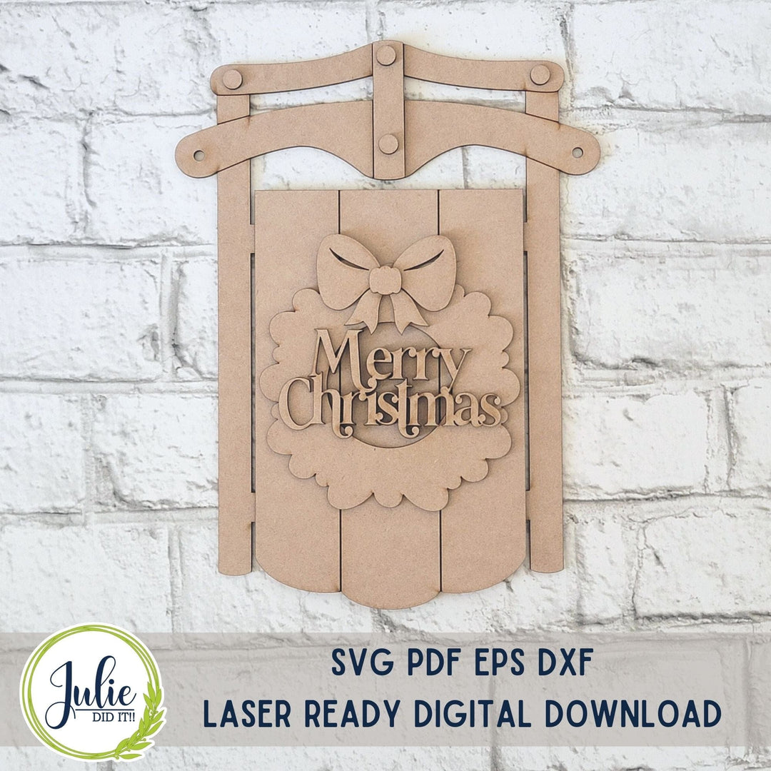 Julie Did It Studios Merry Christmas Sled Sign - You Be the Maker Free File