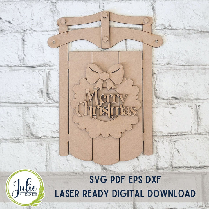 Julie Did It Studios Merry Christmas Sled Sign - You Be the Maker Free File