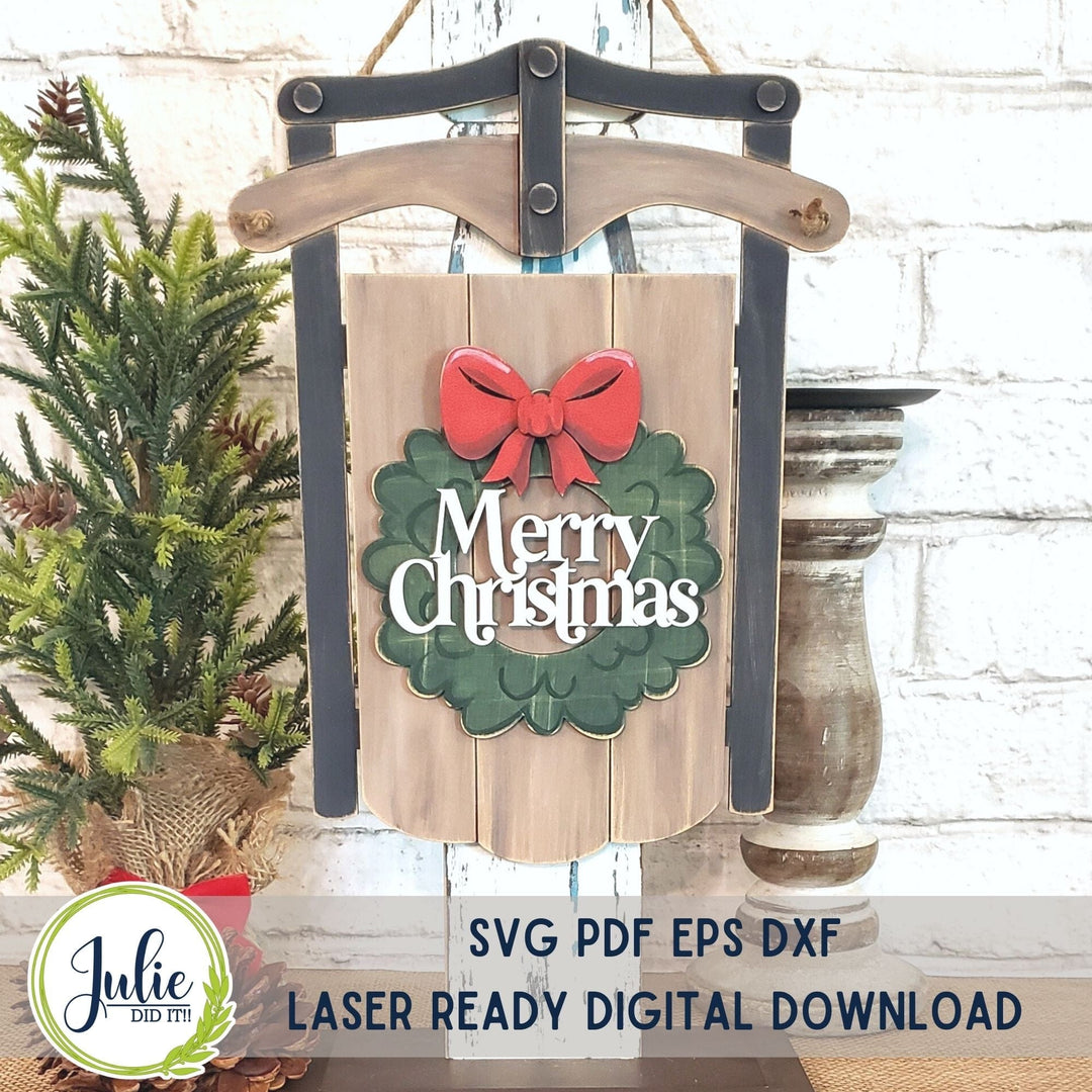 Julie Did It Studios Merry Christmas Sled Sign - You Be the Maker Free File
