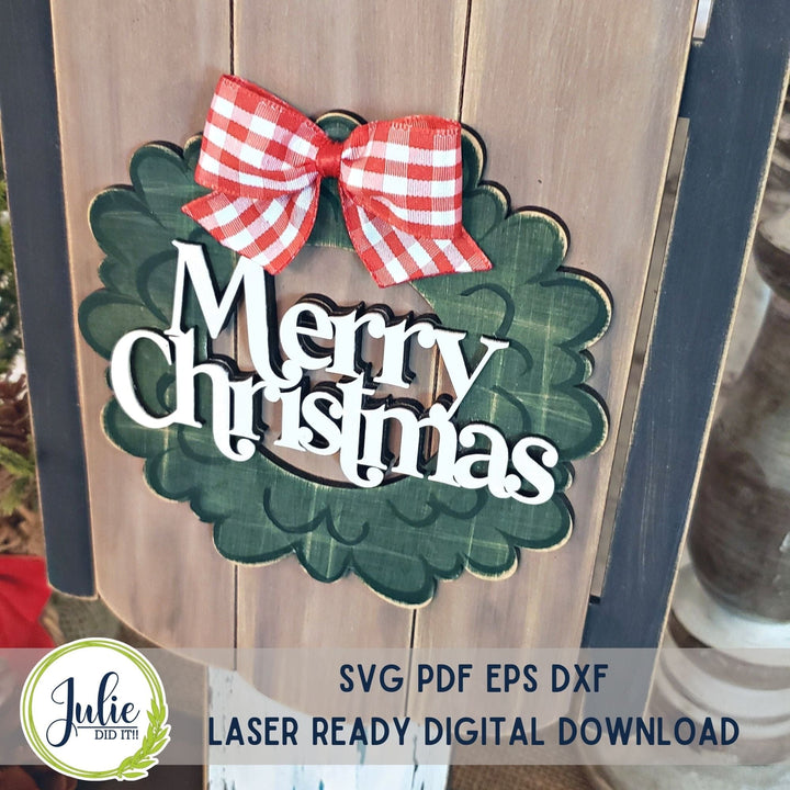 Julie Did It Studios Merry Christmas Wreath Sled Sign