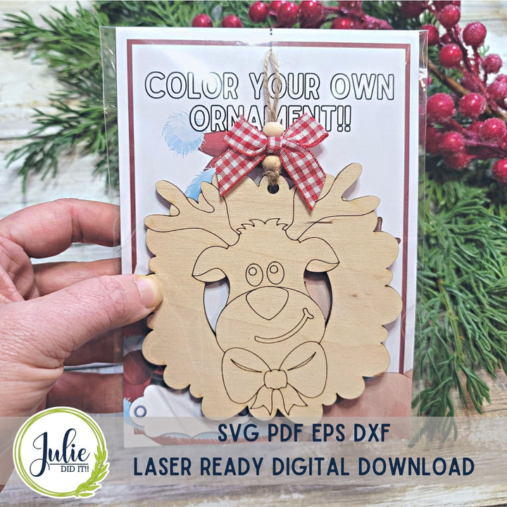 Julie Did It Studios ornaments Color Your Own Ornaments - Christmas Wreath Characters
