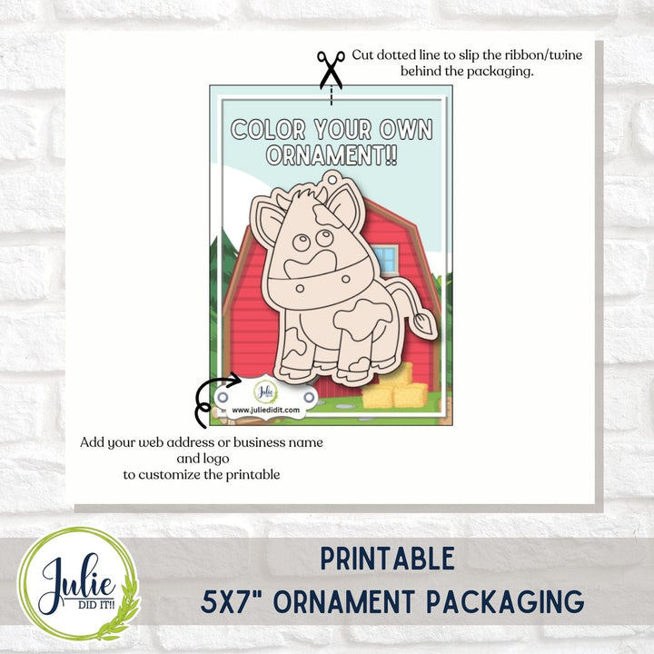 Julie Did It Studios ornaments Color Your Own Ornaments - Farm Animals