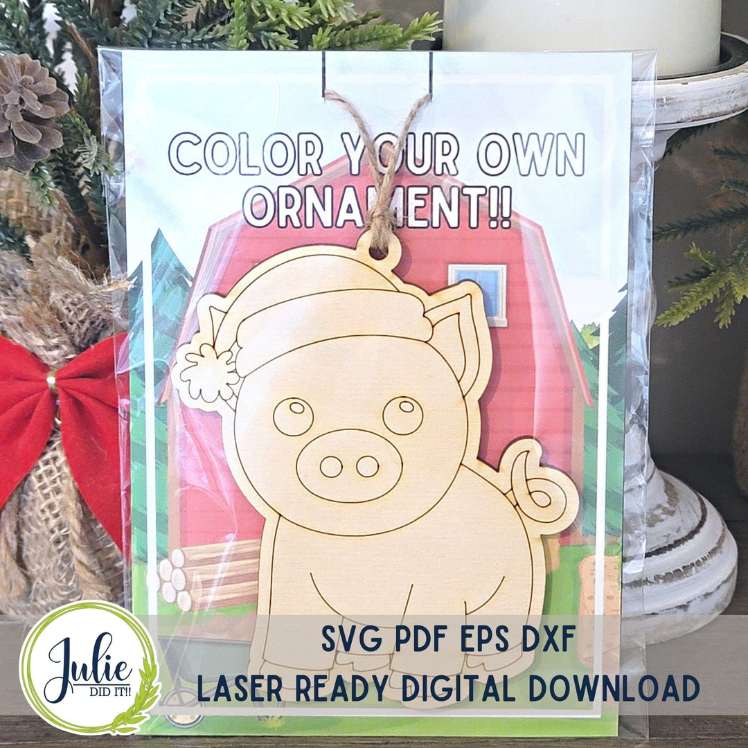 Julie Did It Studios ornaments Color Your Own Ornaments - Santa Farm Animals