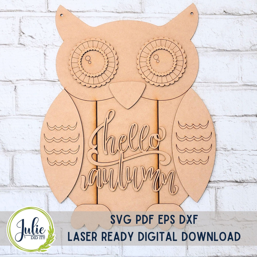 Julie Did It Studios Owl "Happy Autumn" Door Hanger - June 2024 Design Studio