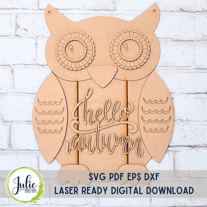 Julie Did It Studios Owl "Happy Autumn" Door Hanger - June 2024 Design Studio
