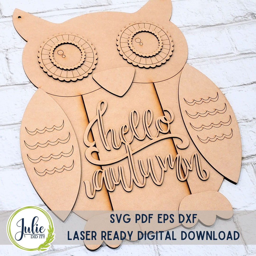 Julie Did It Studios Owl "Happy Autumn" Door Hanger - June 2024 Design Studio