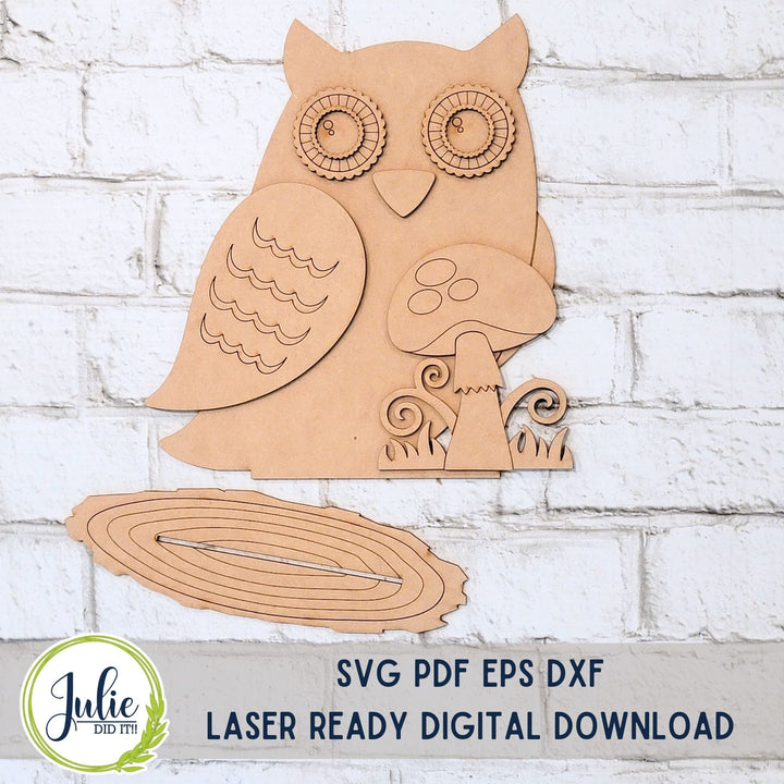 Julie Did It Studios Owl with a Mushroom Shelf Sitter - June 2024 Design Studio