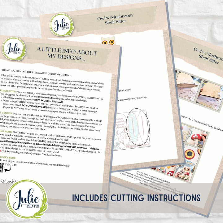 Julie Did It Studios Owl with a Mushroom Shelf Sitter - June 2024 Design Studio