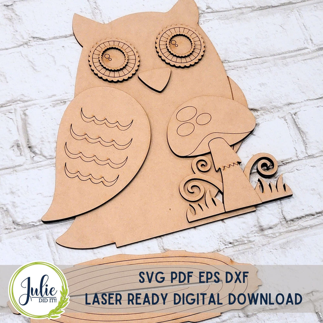 Julie Did It Studios Owl with a Mushroom Shelf Sitter - June 2024 Design Studio