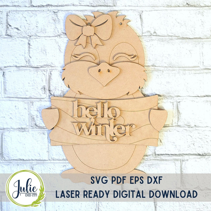 Julie Did It Studios Penguin Door Hangers -  November 2023 Design Studio