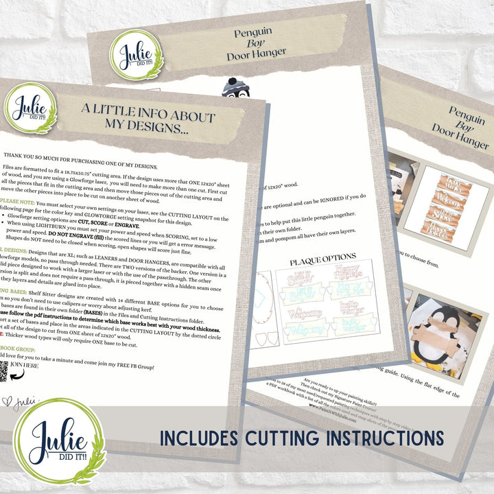 Julie Did It Studios Penguin Door Hangers -  November 2023 Design Studio