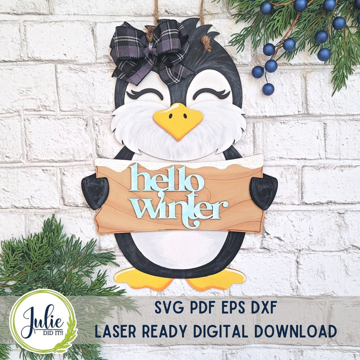 Julie Did It Studios Penguin Door Hangers -  November 2023 Design Studio