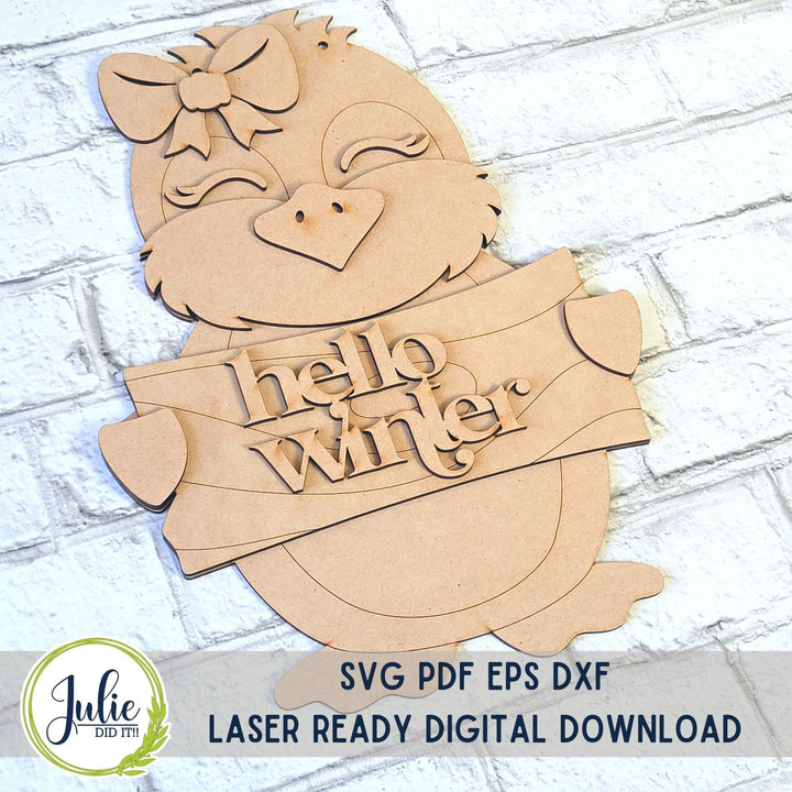 Julie Did It Studios Penguin Door Hangers -  November 2023 Design Studio