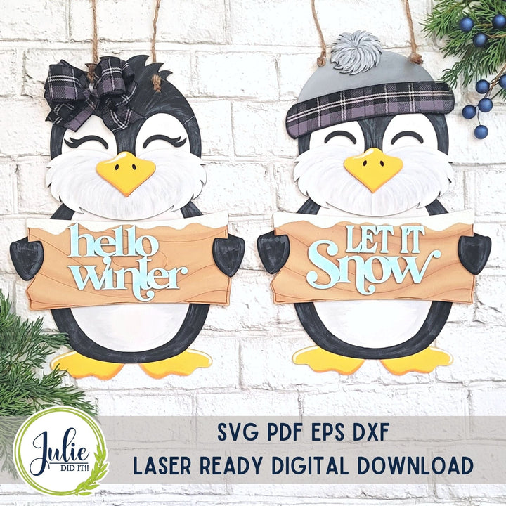 Julie Did It Studios Penguin Door Hangers -  November 2023 Design Studio