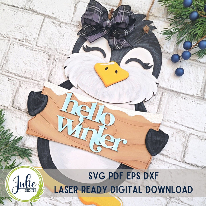 Julie Did It Studios Penguin Door Hangers -  November 2023 Design Studio