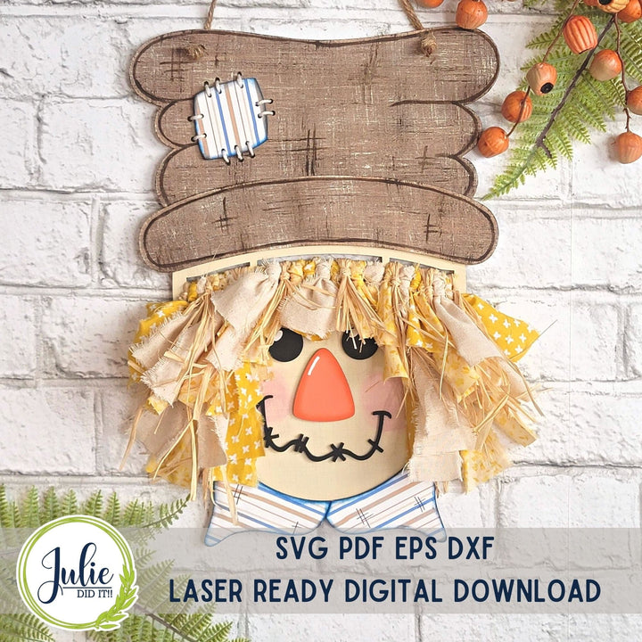 Julie Did It Studios Scarecrow Rag Tie Door Hanger