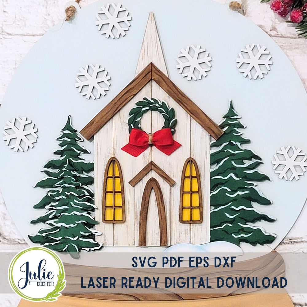 Julie Did It Studios Sign Rustic Church Snow Globe Add-on