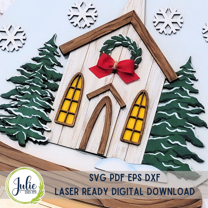 Julie Did It Studios Sign Rustic Church Snow Globe Add-on