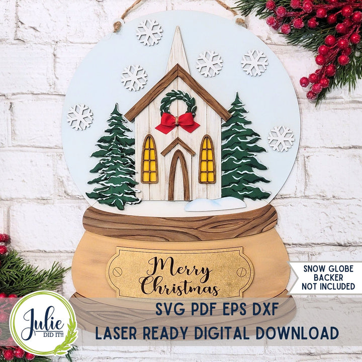 Julie Did It Studios Sign Rustic Church Snow Globe Add-on