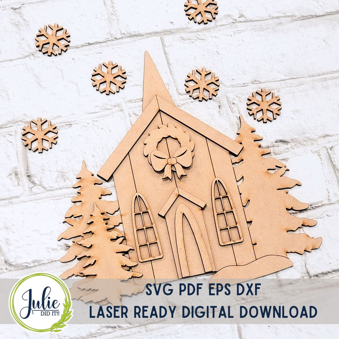Julie Did It Studios Sign Rustic Church Snow Globe Add-on