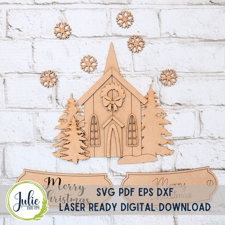 Julie Did It Studios Sign Rustic Church Snow Globe Add-on