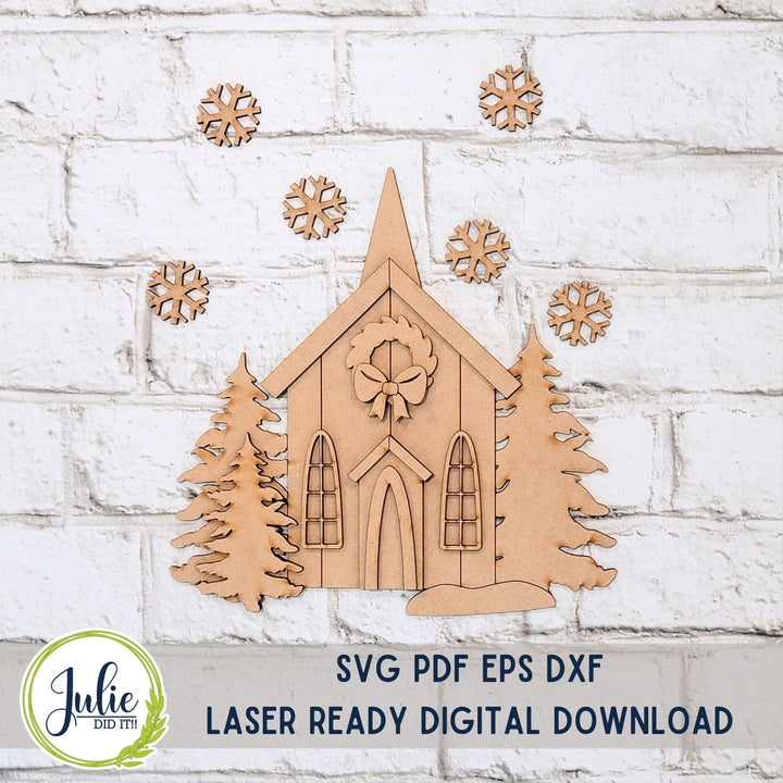 Julie Did It Studios Sign Rustic Church Snow Globe Add-on