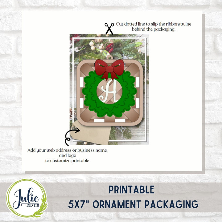 Julie Did It Studios Sign Woven Basket Monogram Wreath Ornaments