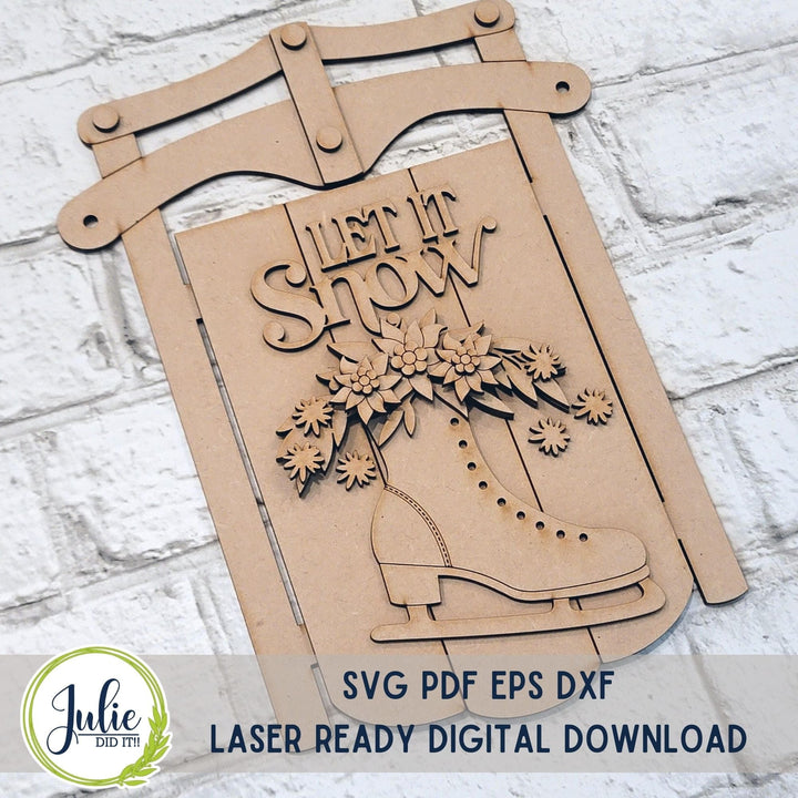 Julie Did It Studios Sled "Let It Snow" Sign