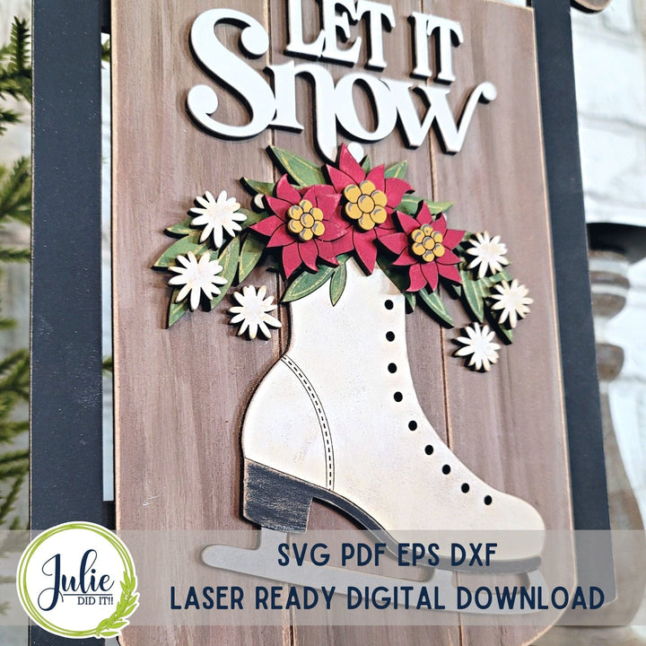 Julie Did It Studios Sled "Let It Snow" Sign