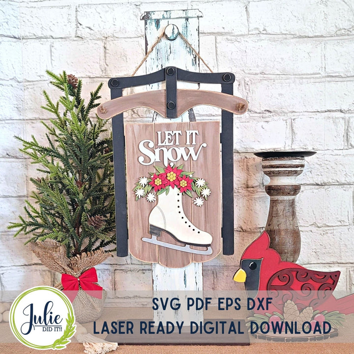Julie Did It Studios Sled "Let It Snow" Sign - June 2023 Design Studio